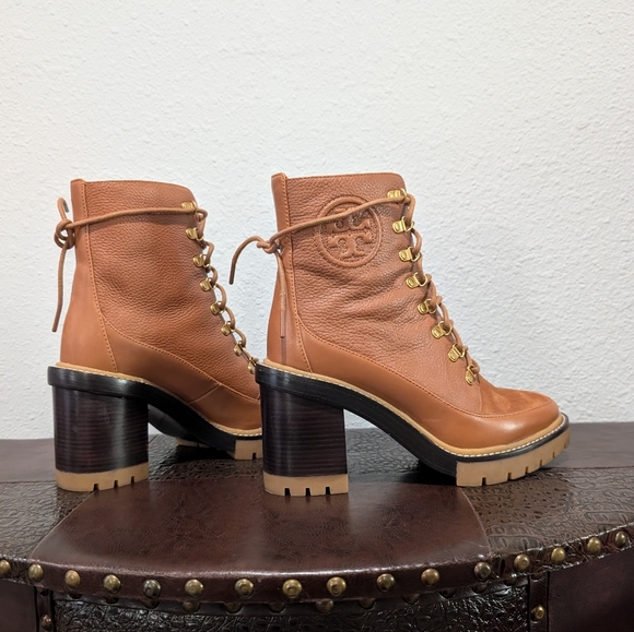 TORY BURCH Miller Lug Sole Bootie In Toasted Carmel Size 8.5 - Picture 10 of 15